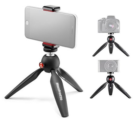 Manfrotto Pixi Mini Table Top Tripod with Smartphone Clamp MKPIXICLAMP-BK