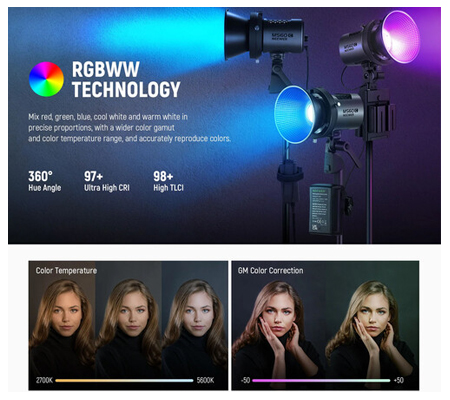 Neewer MS60C RGB LED Video Light Handheld Spotlight