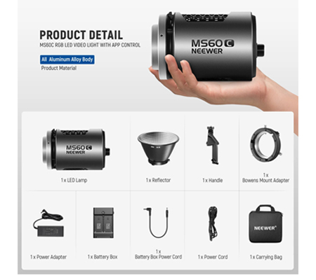 Neewer MS60C RGB LED Video Light Handheld Spotlight