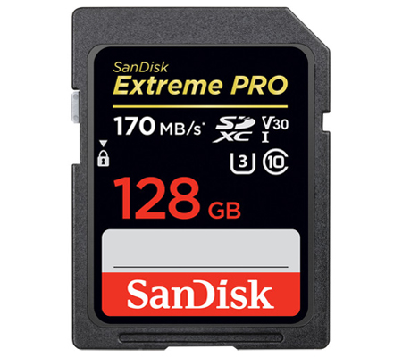 SanDisk SDXC Extreme Pro UHS-I 128GB (170MB/s Read and 90MB/s Write)