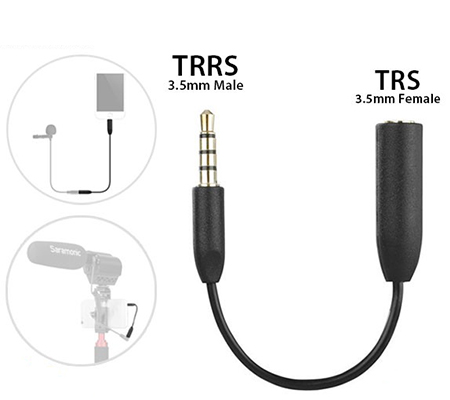 Saramonic SR-UC201 3.5mm TRS Female to 3.5mm TRRS Male Adapter Cable for Smartphones