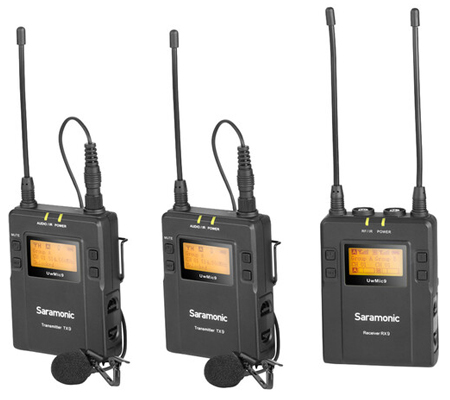 Saramonic UwMic9 Kit2 TX9+TX9+RX9 Camera-Mount Wireless Omni Lavalier Microphone System