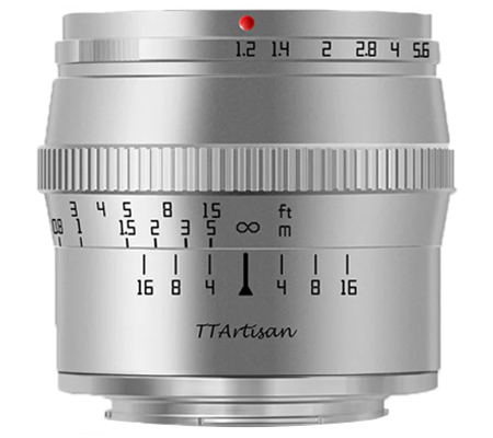 TTArtisan 50mm f/1.2 for Fujifilm X Mount APSC Silver