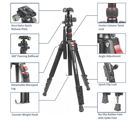 Takara Rover 66 Tripod Monopod + Takara OHA-25 (Overhead Arm Bracket)