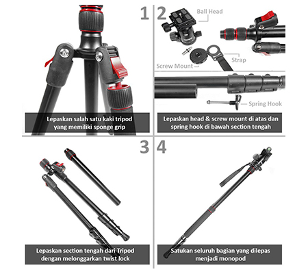 Takara Rover 66 Tripod Monopod + Takara OHA-25 (Overhead Arm Bracket)