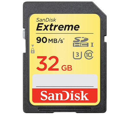 SanDisk SDHC Extreme 32GB UHS-I (Read 90MB/s and Write 40MB/s)