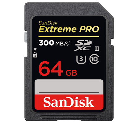 SanDisk SDXC Extreme Pro 64GB UHS-II V90 (Read 300MB/s and Write 260MB/s)