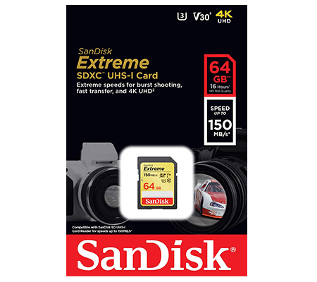 SanDisk Extreme UHS I SDXC 64GB (150MB/sec)