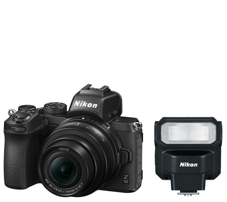 Nikon Z50 Kit 16-50mm Mirrorless Digital Camera Bundle with Nikon SB-300 Speedlight