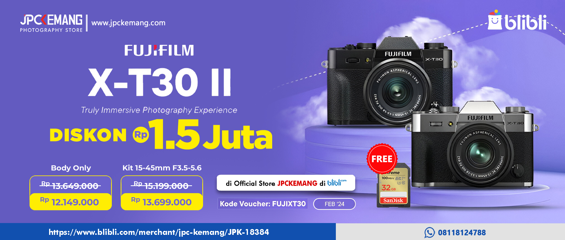 Diskon Fujifilm XT30 II di Blibli JPC Kemang
